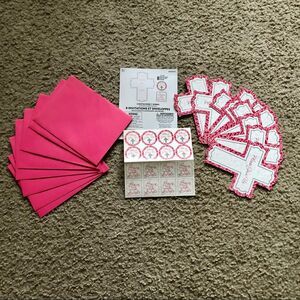 Pink Cross Invitations Set First Communion NWOT